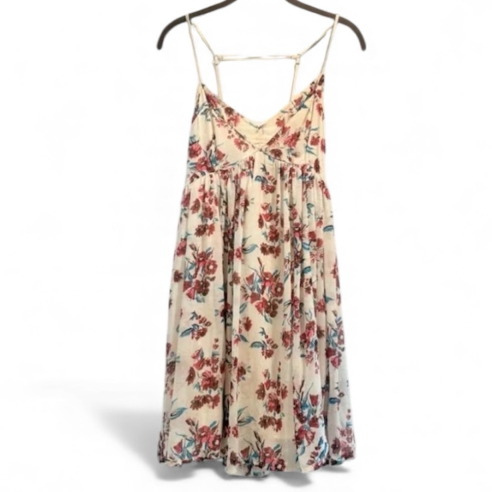 Hollister Women’s Cream Floral Spaghetti Strap Mini Dress